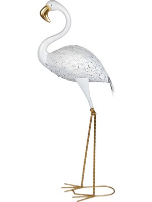 Herdekora Dekoratif Obje Metal Flamingo Beyaz 40X90 Cm.