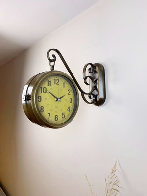 Eskitme Metal Antique Istasyon Saati 36 x 25 cm
