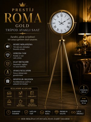 Prestige Roma Gold Tripod Ayaklı Saat
