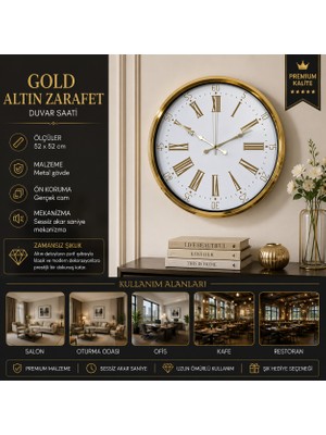 Gold Altın Zarafet 52 x 52 cm Duvar Saati