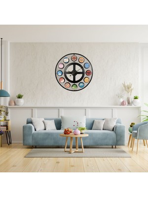 Retro Içecek Temalı Dekoratif 68 cm Duvar Saati