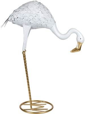 Herdekora Dekoratif Obje Metal Flamingo Beyaz 54X74 Cm.