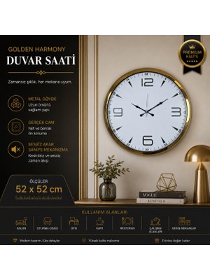 Golden Harmoney 52 x 52 cm Duvar Saati