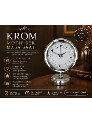 Classic Series Silver 25 x 20 cm Metal Krom Masa Saati