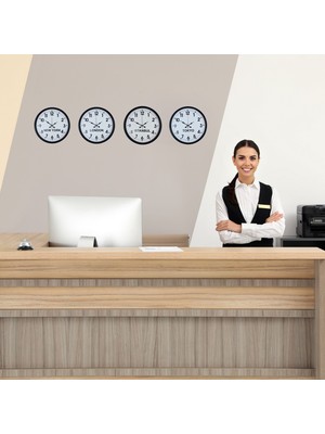 Siyah Şık 4’lü Dünya Saat Seti 36 cm – Otel ve Resepsiyon Saati