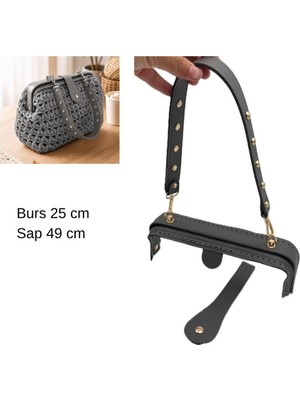 Angel Çanta Aksesuar 25 cm Lüks Model Çanta Seti Gri Light Gold Metalli
