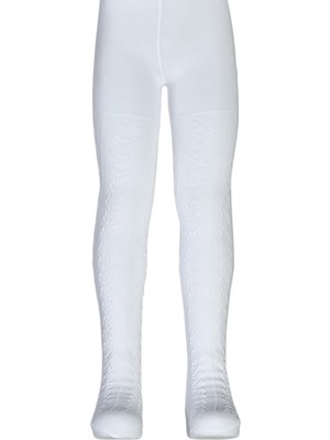 Dore Kız Çocuk Ayşe Desenli Cotton Külotlu Çorap - Beyaz