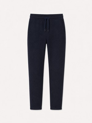 Erkek Lacivert Pamuk Dokulu Regular Fit Jogger Pantolon