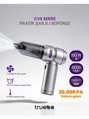 Truebo Cvs Serisi Pratik Şarjlı Araç Içi Süpürge