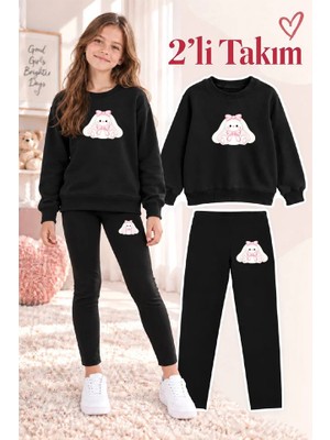 Genosha Kız Çocuk Bisiklet Yaka Sweatshirt ve Tayt 2’li Takım