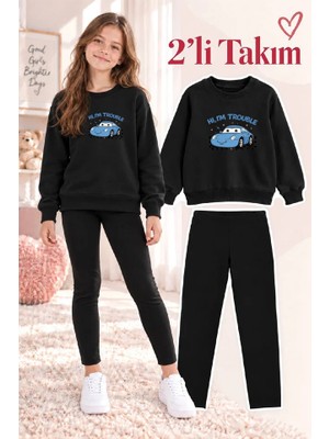 Genosha Kız Çocuk Bisiklet Yaka Sweatshirt ve Tayt 2’li Takım