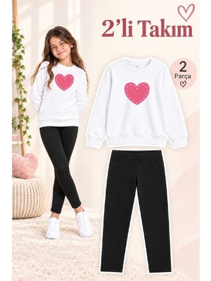 Genosha Kız Çocuk Bisiklet Yaka Sweatshirt ve Tayt 2’li Takım