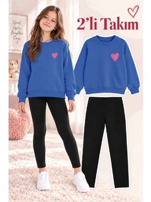 Genosha Kız Çocuk Bisiklet Yaka Sweatshirt ve Tayt 2’li Takım