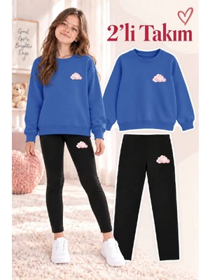 Genosha Kız Çocuk Bisiklet Yaka Sweatshirt ve Tayt 2’li Takım