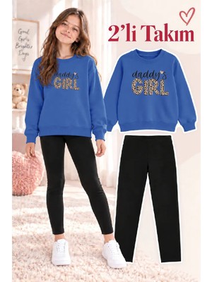 Genosha Kız Çocuk Bisiklet Yaka Sweatshirt ve Tayt 2’li Takım