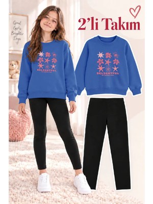 Genosha Kız Çocuk Bisiklet Yaka Sweatshirt ve Tayt 2’li Takım