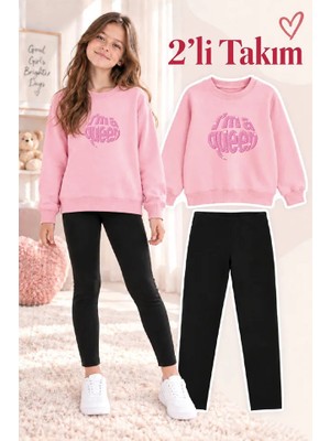 Genosha Kız Çocuk Bisiklet Yaka Sweatshirt ve Tayt 2’li Takım