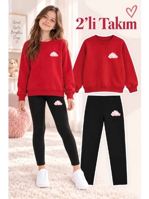 Genosha Kız Çocuk Bisiklet Yaka Sweatshirt ve Tayt 2’li Takım