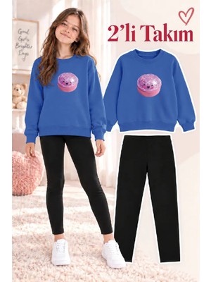 Genosha Kız Çocuk Bisiklet Yaka Sweatshirt ve Tayt 2’li Takım