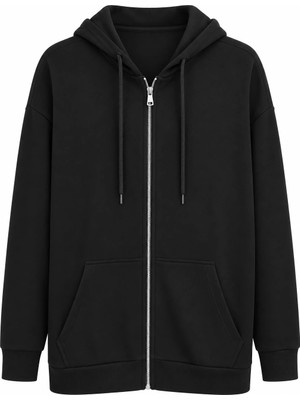 Nazzain Oys Kumaş Fermuarlı Uzun Sweatshirt