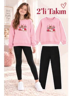 Genosha Kız Çocuk Bisiklet Yaka Sweatshirt ve Tayt 2’li Takım