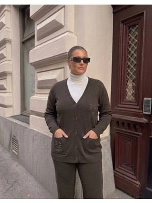 Onno Style Cebi Taşlı Çelik Örgü Klasik Triko Yelek
