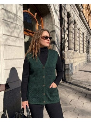 Onno Style Desenli Çelik Örgü Klasik Triko Yelek