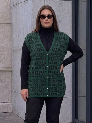 Onno Style Desenli Çelik Örgü Klasik Triko Yelek