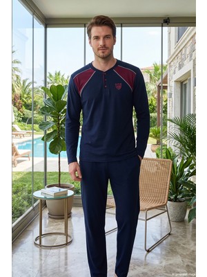 Remsa Erkek Uzun Kol Penye Pijama Takımı 3050 LACIVERT02