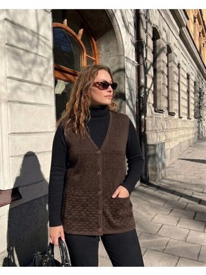 Onno Style Desenli Çelik Örgü Klasik Triko Yelek