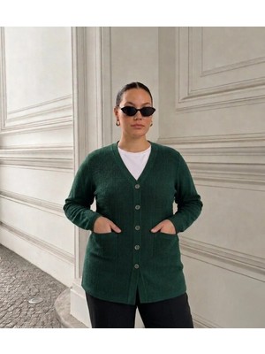 Onno Style Jakarlı Kendinden Desenli Çelik Örgü Triko Kadın Ceket