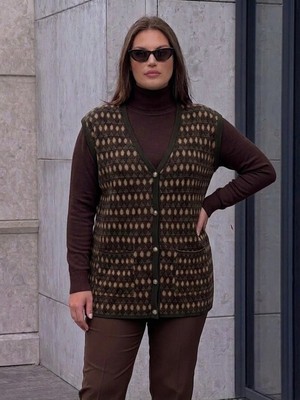 Onno Style Desenli Çelik Örgü Klasik Triko Yelek