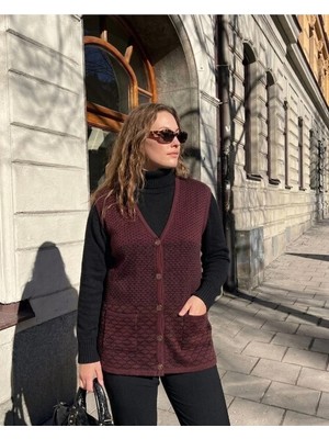 Onno Style Desenli Çelik Örgü Klasik Triko Yelek