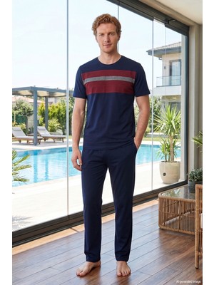 Remsa Erkek Kısa Kol Penye Pijama Takımı 3090 BORDO02