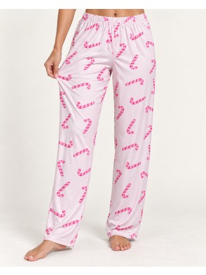 Fit Women Kadın Premium Desenli Rahat Kesim Pudra Pijama Altı 4773