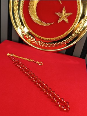 Anemore Collection Ateş Kehribar Tesbih Vip Serisi Kırmızı Renk