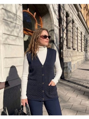 Onno Style Desenli Çelik Örgü Klasik Triko Yelek