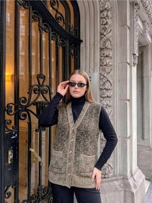 Onno Style Karyağdı Desen Klasik Çelik Örgü Triko Yelek
