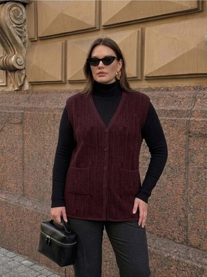 Onno Style Desenli Çelik Örgü Klasik Triko Yelek