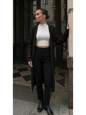 Onno Style Selanik Örgü Kadın Triko Uzun Hırka