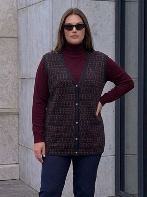 Onno Style Desenli Çelik Örgü Klasik Triko Yelek