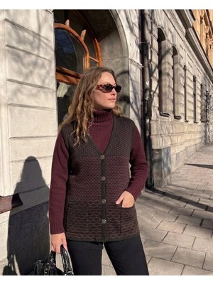 Onno Style Desenli Çelik Örgü Klasik Triko Yelek