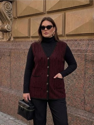Onno Style Desenli Çelik Örgü Klasik Triko Yelek