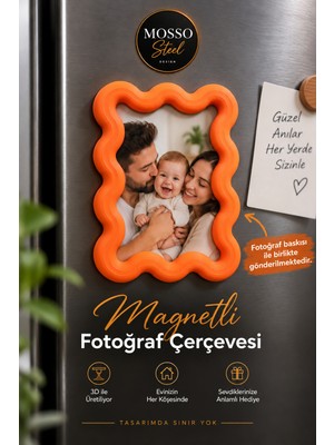 Mosso Steel Magnetli Fotoğraflı Fotoğraf Çerçevesi / Magnet Çerçeve / Magnet / Fotograf Çerçevesi
