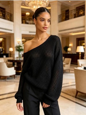 Mila Butik Uzun kollu siyah triko