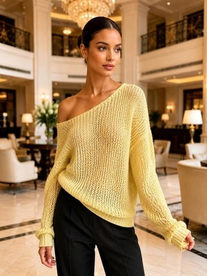 Mila Butik Uzun kollu sarı triko