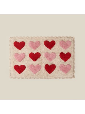 Evidea Soft Herz Tufting Banyo Paspası - Ekru - 50X80 cm