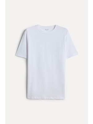 Mudo Erkek Beyaz Bisiklet Yaka T-Shirt