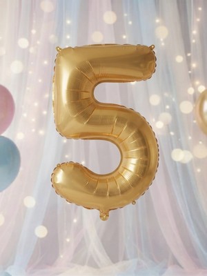 Çavuş E-Ticaret Gold Altın Rengi Rakam Folyo Balon 5 Rakamı