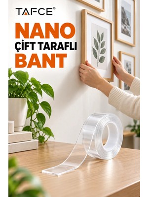 Tafce Yüksek Nano Kaliteli 2 Metre Çift Taraflı Bant Suya Dayanıklı ve Kolay Uygulama Özelliği